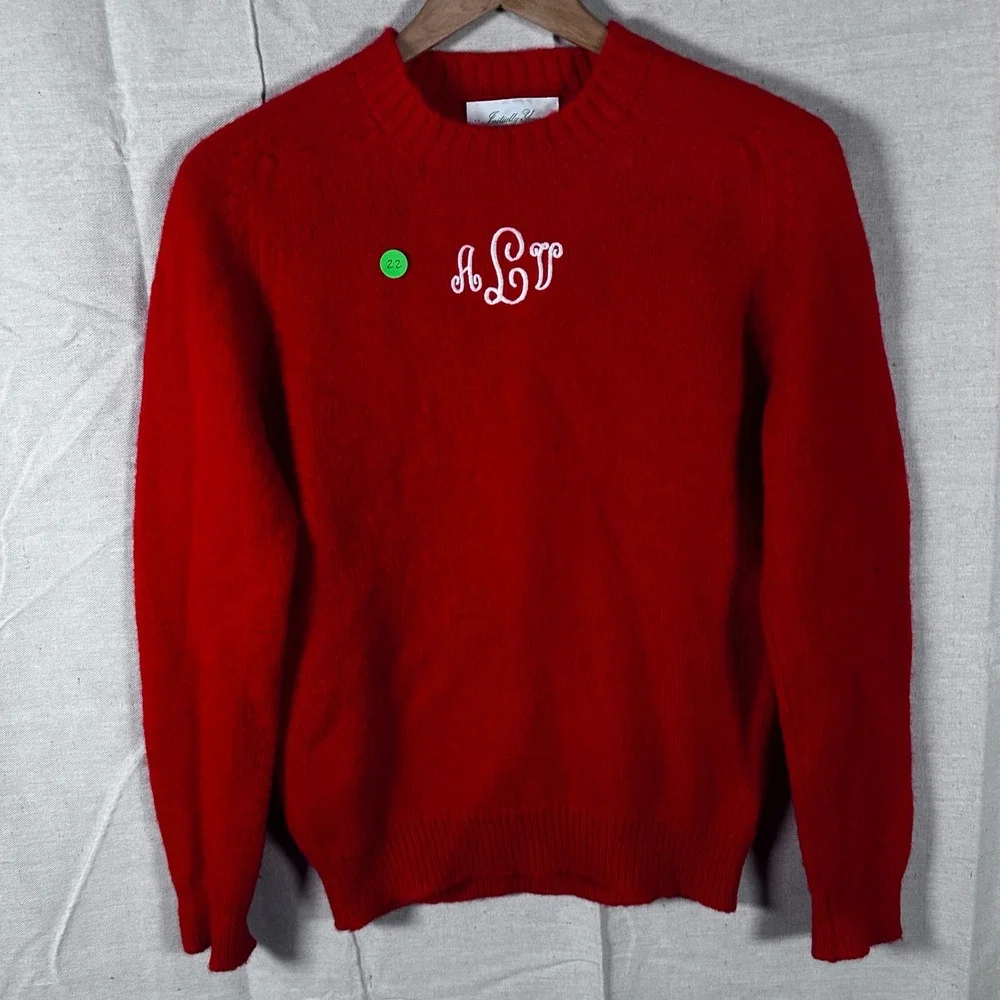 Initially‎ Yours VTG Red Shetland Wool Crewneck Sweater Women S Made In England